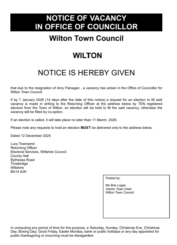 Notice of Vacancy in the Office of Councillor
