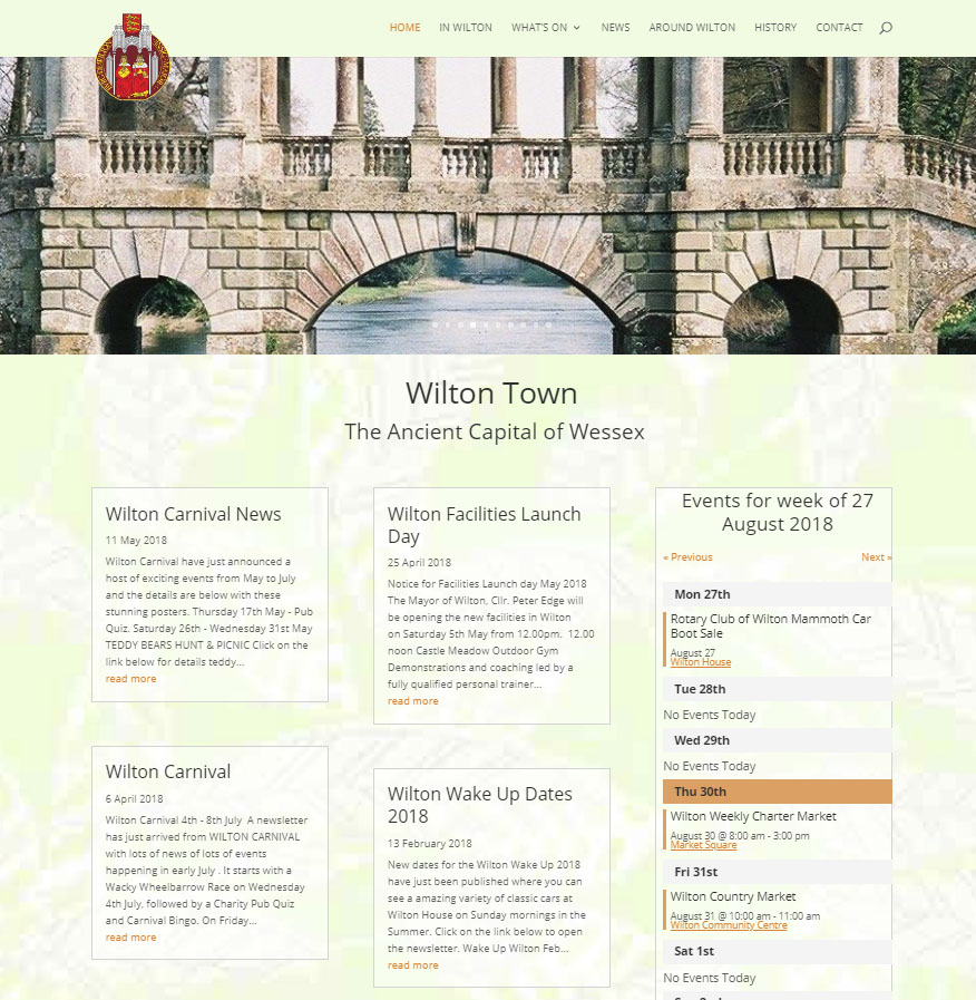 a screenshot of wilton town website homepage