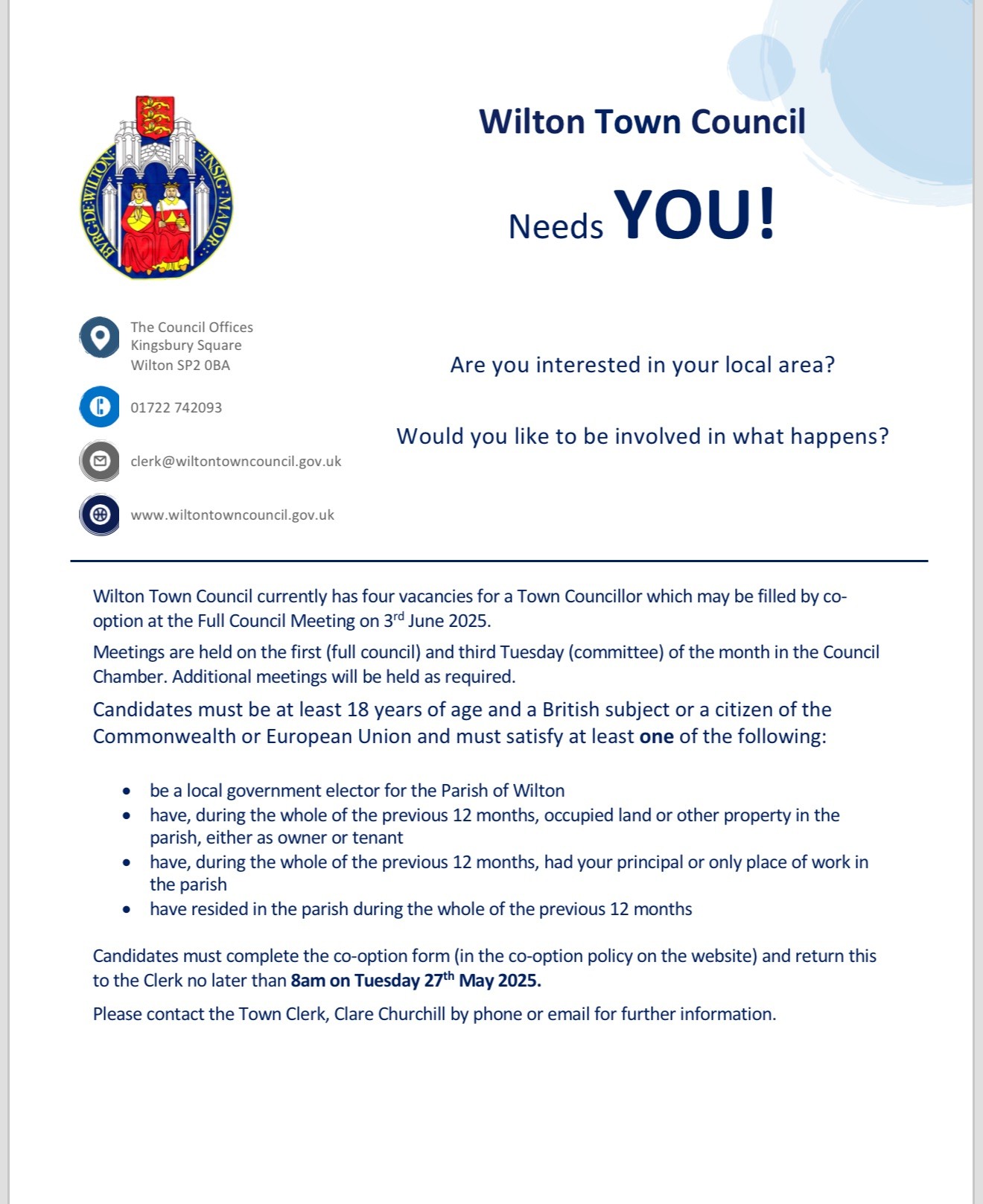 Town Councillor Vacancy
