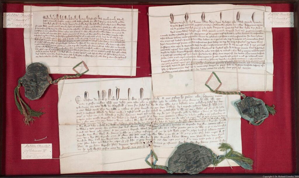 2 charters from Edward 1st, both 1274 and Edward 3rd 1362